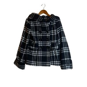 Majora black & white wool blend coat. Size small